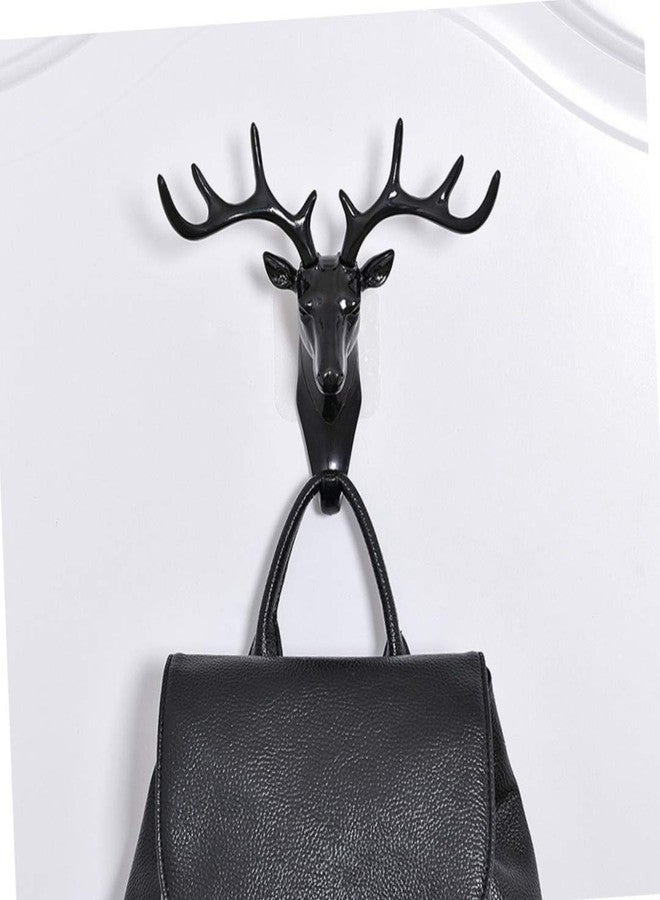 TOMATUS Store TOMATUS Acrylonitrile Butadiene Styrene Self Adhesive Decorative ey-s Sticky Holder Deer Head Hanging Wall Door Hook Hangers For Coats Bag (Black) - Image 1